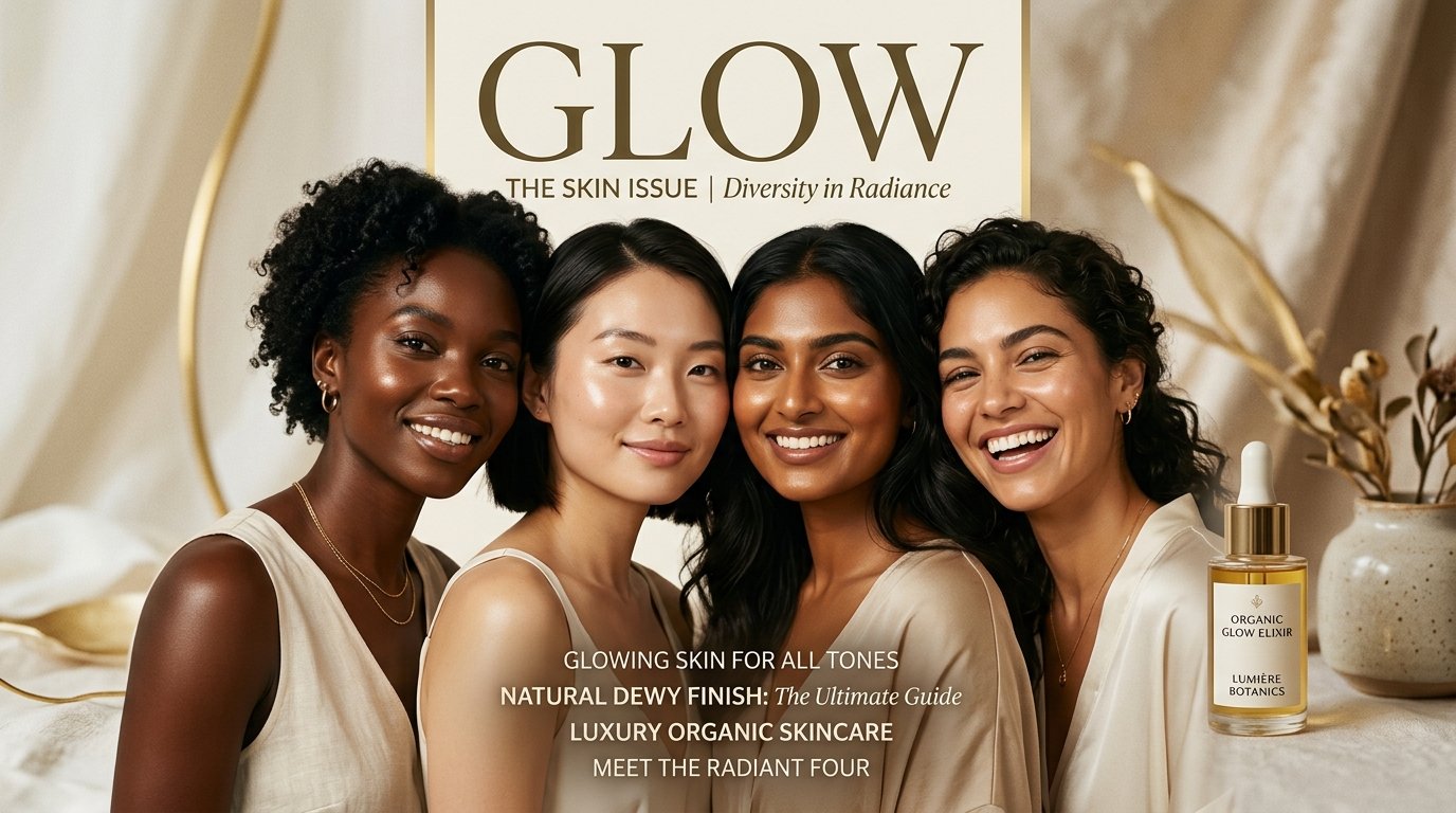 Diverse glowing radiant skin tones celebrating natural beauty