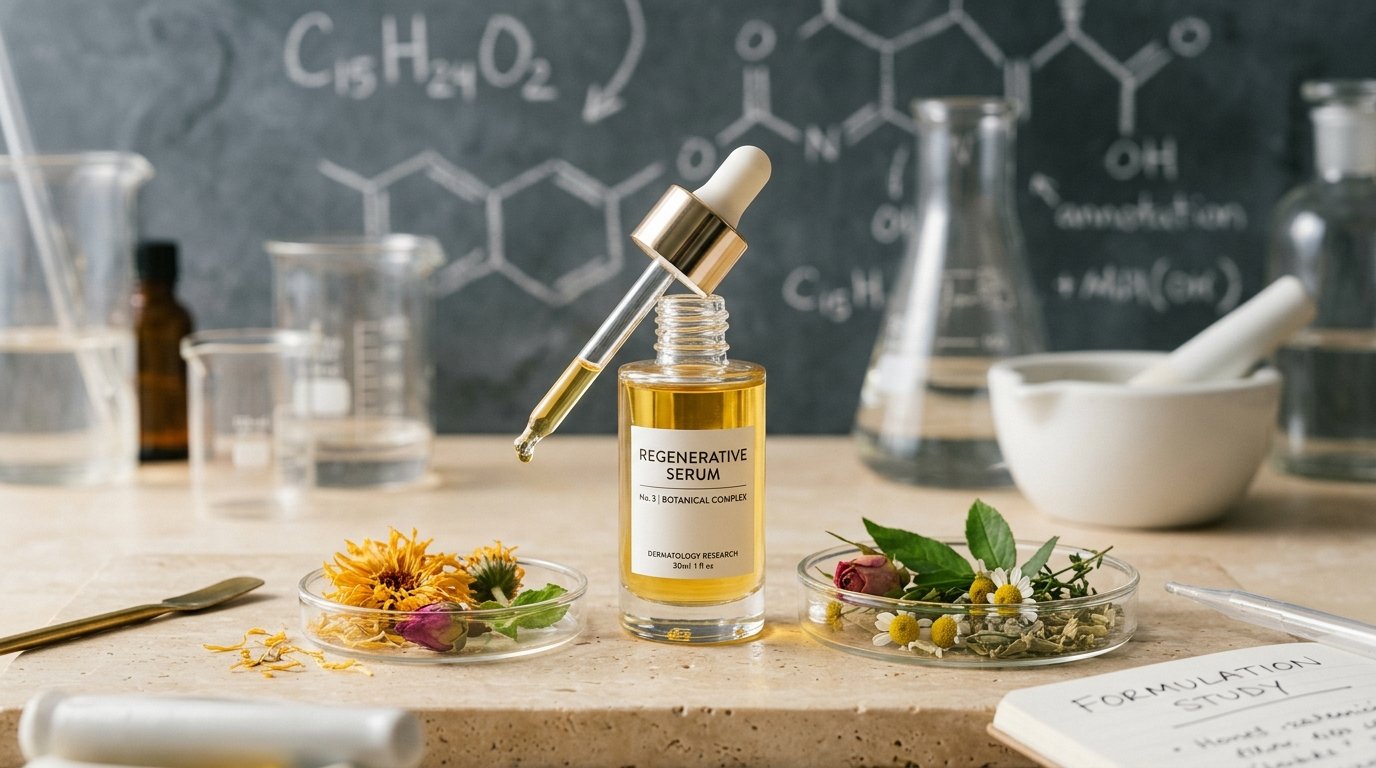 Skincare ingredient checker laboratory still life